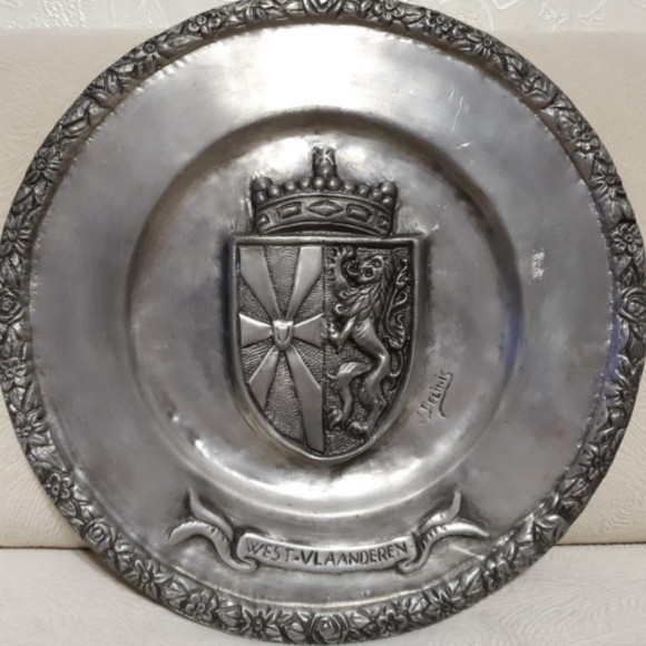 Оловянная тарелка, панно Германия Герб со львом