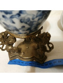 Фарфоровая шкатулка на 3 бронзовых львах, антикварный фарфор Wong Lee 1895 г