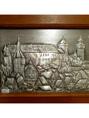 Оловянная картина в деревянной раме Замок