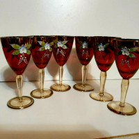 Набор  бокалов  для вина из цветного хрусталя Богемия
