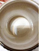 Антикварная керамическая  шкатулка / бисквитница с оловянной крышкой