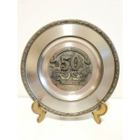Оловянная настенная тарелка / панно к юбилею 50 лет