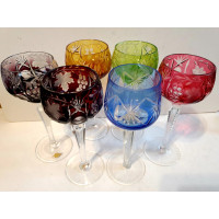 Шикарные хрустальные бокалы для вина из цветного хрусталя 6 штук