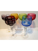 Шикарные хрустальные бокалы для вина из цветного хрусталя 6 штук