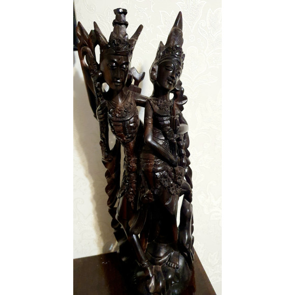 Большая статуэтка Рама и Сита из чёрного дерева