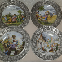 Коллекция оловянных тарелок Времена года