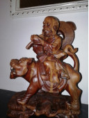 Деревянная статуэтка Мудрец и тигр
