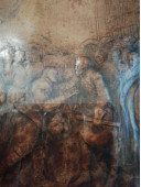 Антикварная кожаная картина Сражение Германия