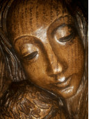Антикварная деревянное панно Мать и Дитя